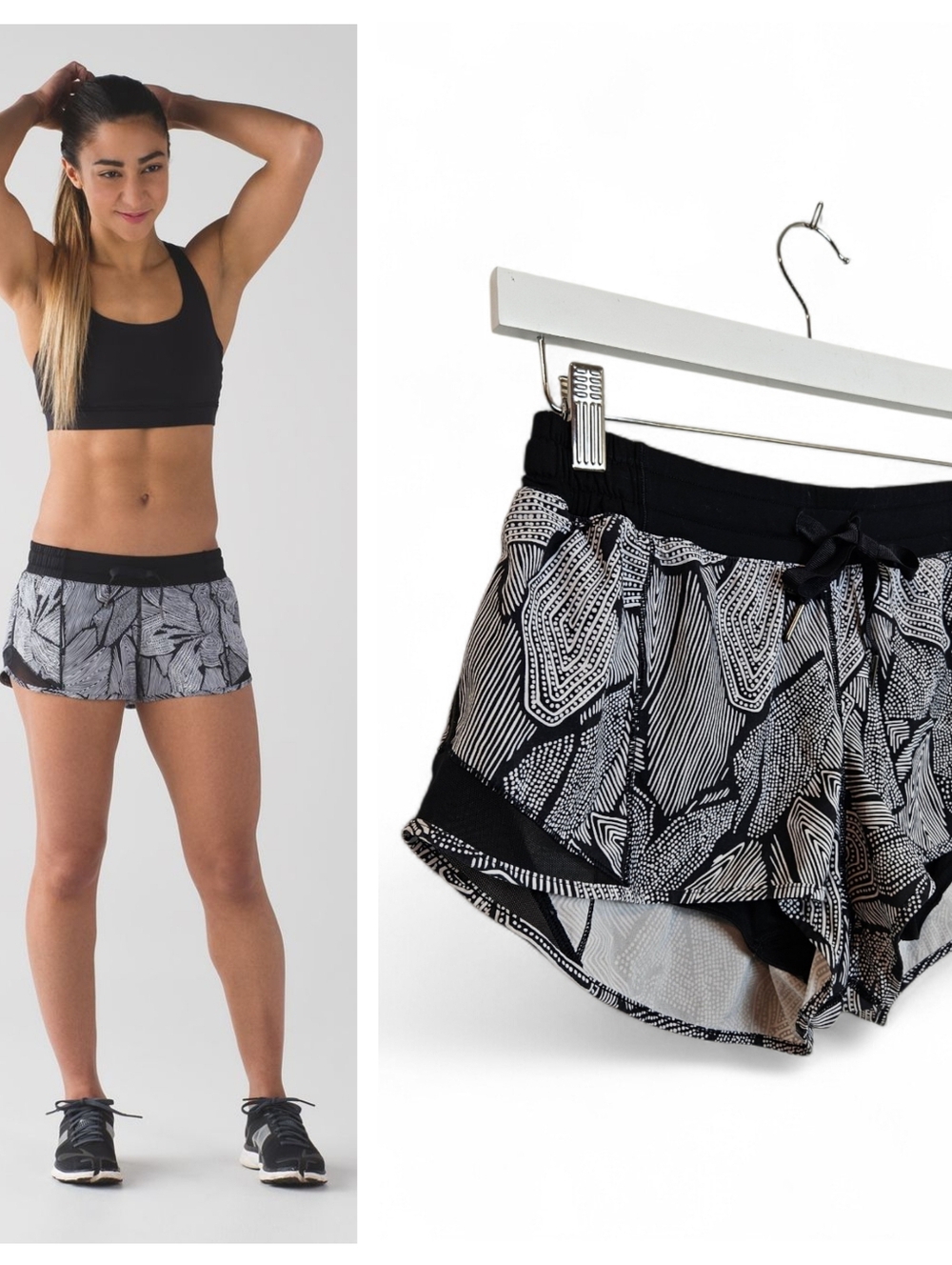 Lululemon Hotty Hot Short 8 Dottie Tribe Black White Run Lined Reflective